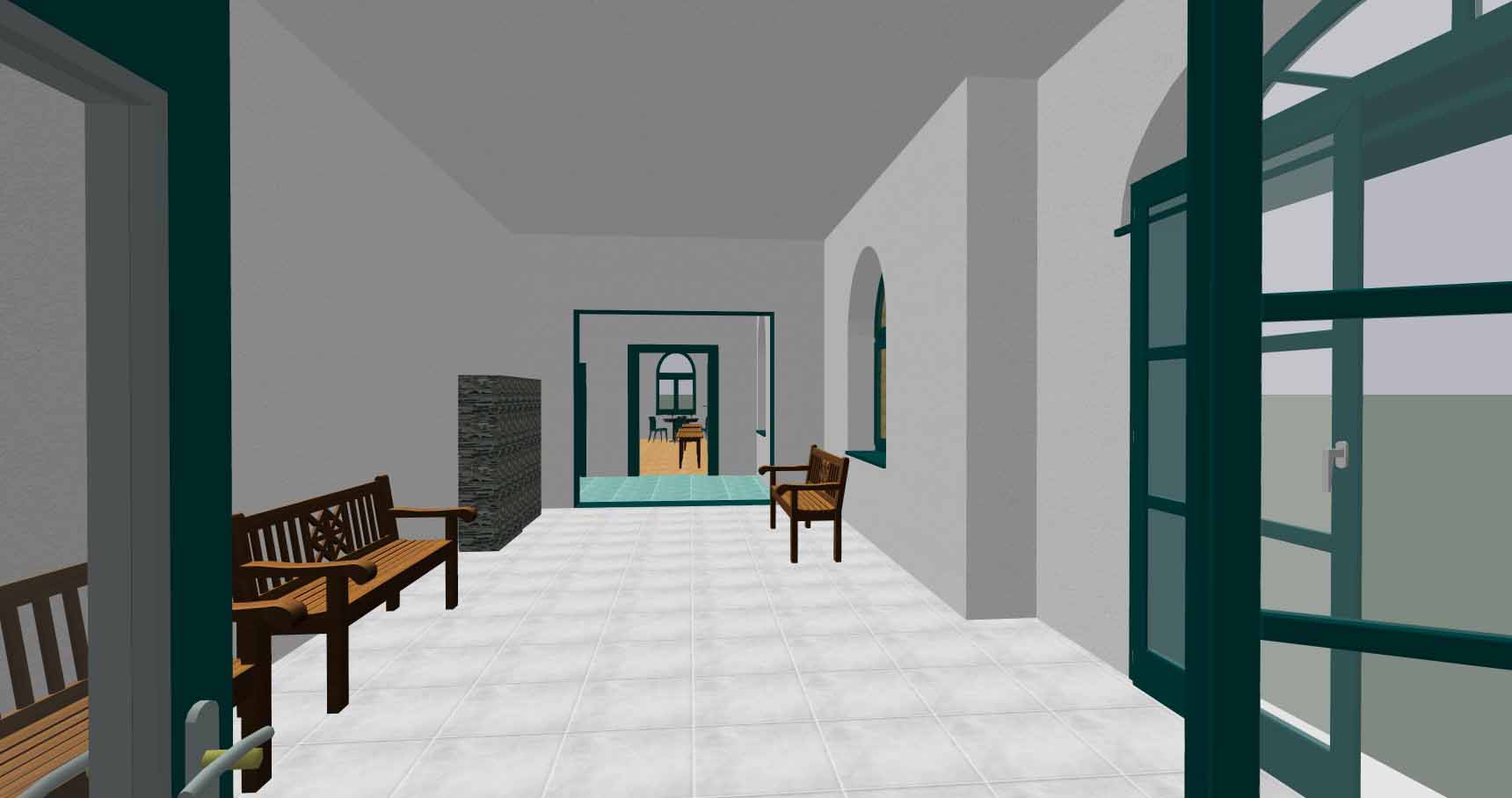 Wartesaal im Erdgeschoss des Hauptgebäudes