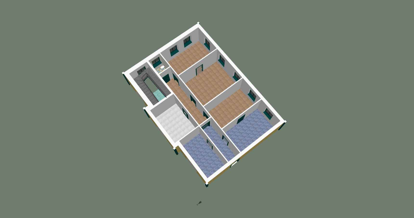 Vogelperspektive Obergeschoss im Hauptgebäude